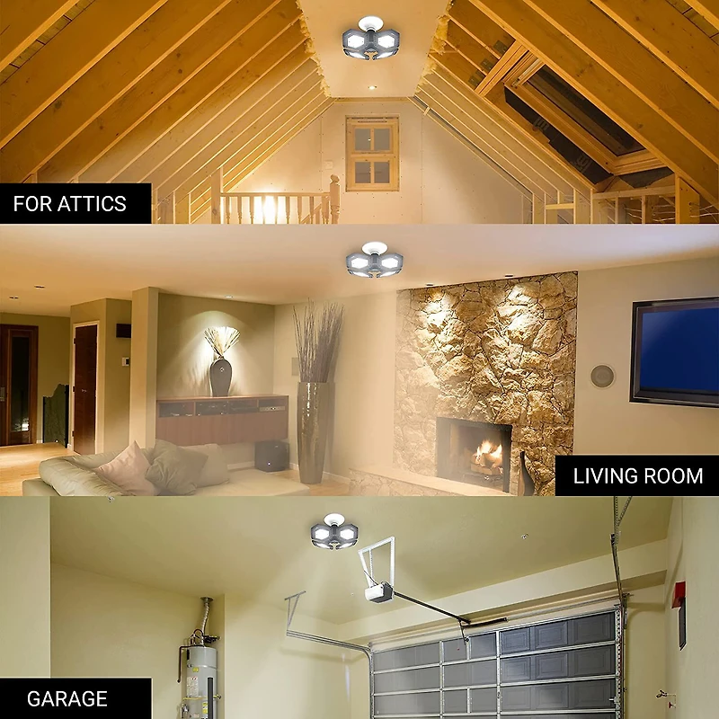 Bell + Howell Quadburst 5500 Lumens 4 Multi-Directional High Intensity Lighting Panels for Indoor and Outdoor, Shop, Ceiling, and Garage Lighting
