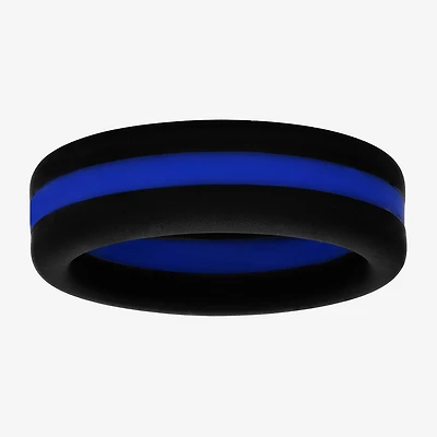 "Thin Blue Line" Mens 8MM Silicone Wedding Band