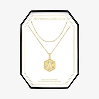 Intial "A" Womens Diamond Accent Natural White 14K Gold Over Silver 2-pc. Necklace Set