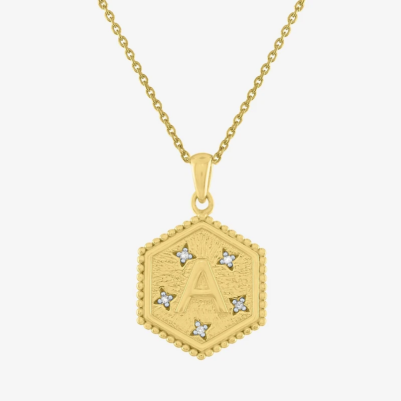 Intial "A" Womens Diamond Accent Natural White 14K Gold Over Silver 2-pc. Necklace Set