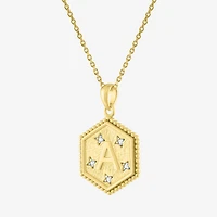 Intial "A" Womens Diamond Accent Natural White 14K Gold Over Silver 2-pc. Necklace Set