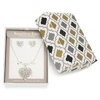 Mixit Womens Crystal Heart Hypoallergenic 2-pc. Jewelry Set
