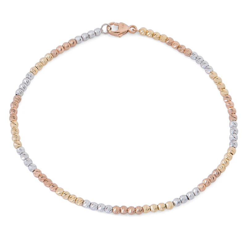 Womens 14K Tri-Color Gold Over Silver Beaded Bracelet