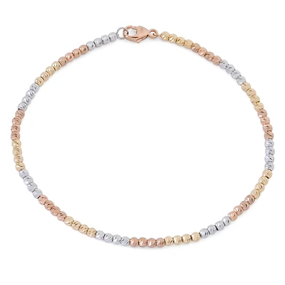 Womens 14K Tri-Color Gold Over Silver Beaded Bracelet