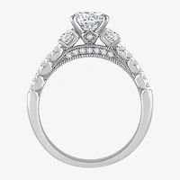 H-I / Si1) Womens 1 1/ CT. T.W. Lab Grown White Diamond 14K Gold Round Side Stone Engagement Ring