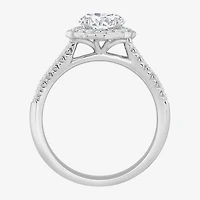 (H-I / Si1) Womens 1 1/4 CT. T.W. Lab Grown White Diamond 14K Gold Round Side Stone Halo Engagement Ring
