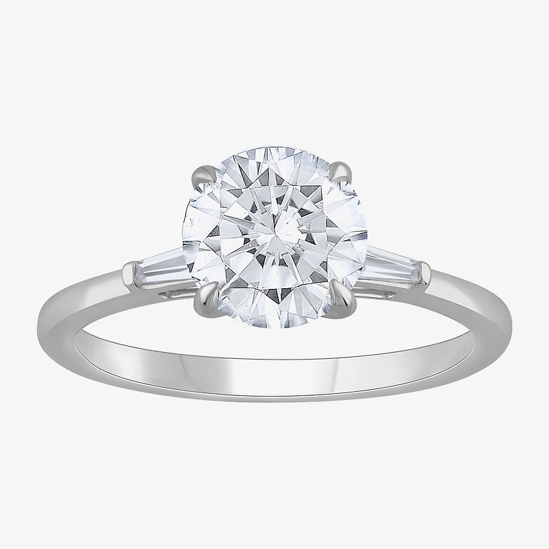 H-I / Si1) Womens 1 1/ CT. T.W. Lab Grown White Diamond 14K Gold Round Side Stone Engagement Ring