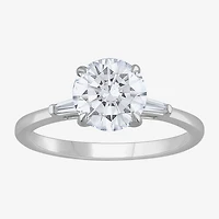H-I / Si1) Womens 1 1/ CT. T.W. Lab Grown White Diamond 14K Gold Round Side Stone Engagement Ring