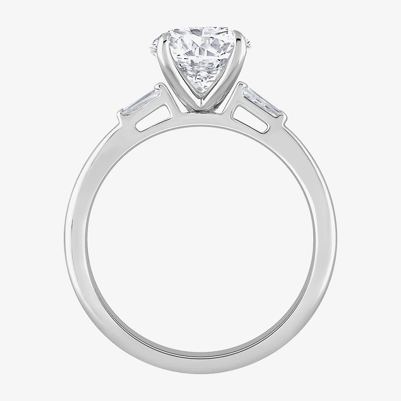 H-I / Si1) Womens 1 1/ CT. T.W. Lab Grown White Diamond 14K Gold Round Side Stone Engagement Ring