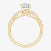 H-I / Si1) Womens 1 1/ CT. T.W. Lab Grown White Diamond 14K Gold Round Side Stone Engagement Ring
