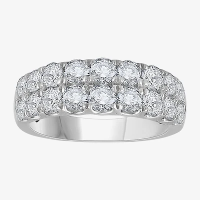 (H-I / Si1) Womens 3.5MM 2 CT. T.W. Lab Grown White Diamond 14K Gold Anniversary Wedding Band