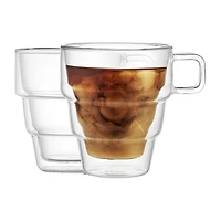 Joyjolt Pila Double Walled Glass Tea - 10 Oz - Set Of 2 Coffee Mug