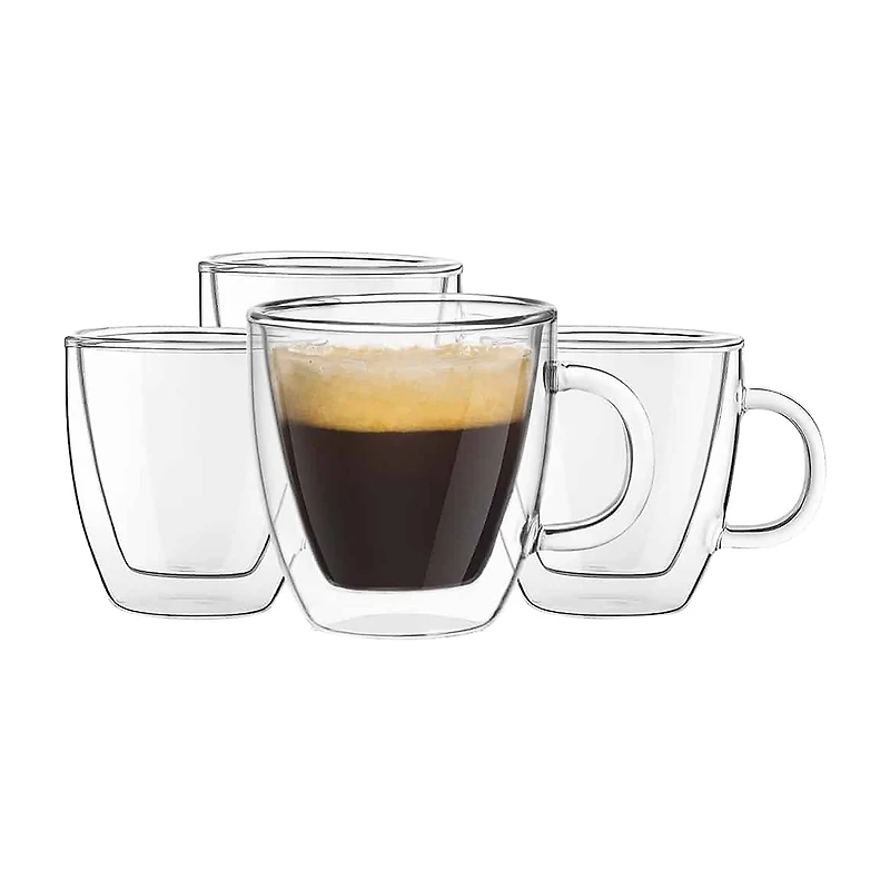 Joyjolt Savor Double Wall Insulated Espresso Glasses - 5.4 Oz - Set of 4