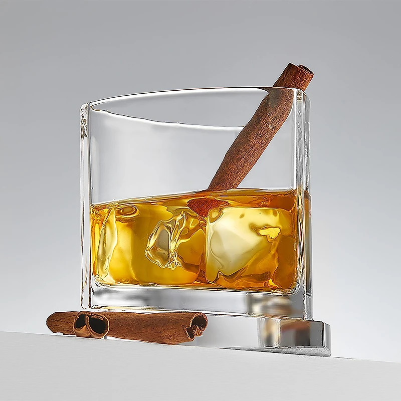 Joyjolt Aqua Vitae Triangle Off Base Whiskey Glasses - 9.9 Oz - Set Of 2 Double Old Fashioned