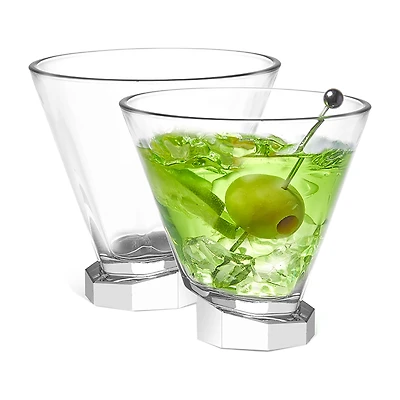 Joyjolt Aqua Vitae Octagon Off Base - 8.1 Oz - Set Of 2 Martini Glass