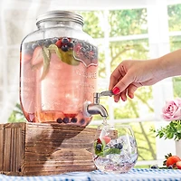 Joyjolt Glass Drink With Spigot; Ice Infuser; & Fruit Infuser - 1 Gallon Beverage Dispenser