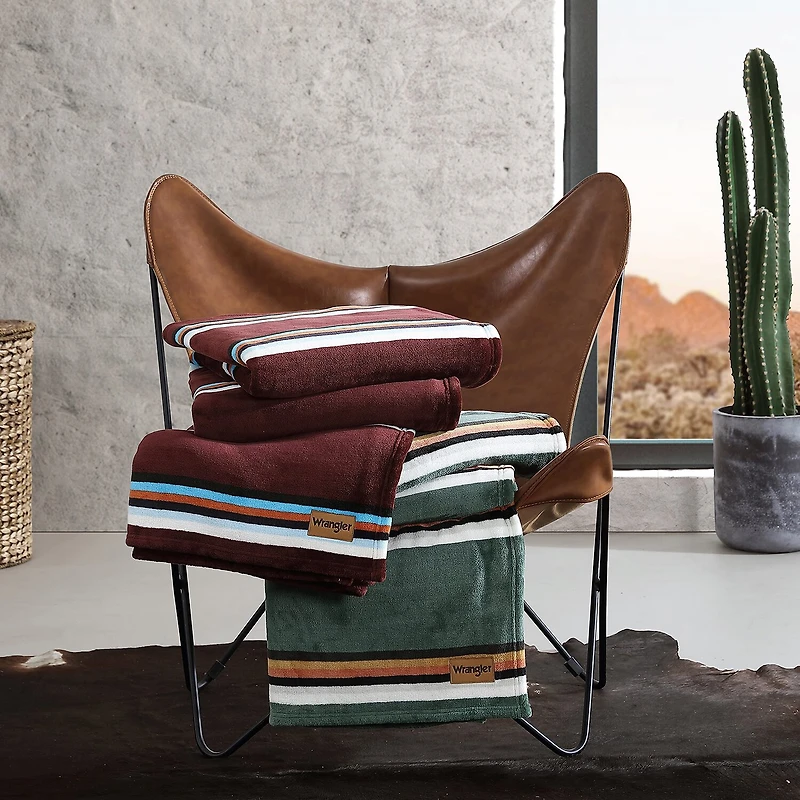 Wrangler Western Saddle Stripe Ultra Soft Blanket