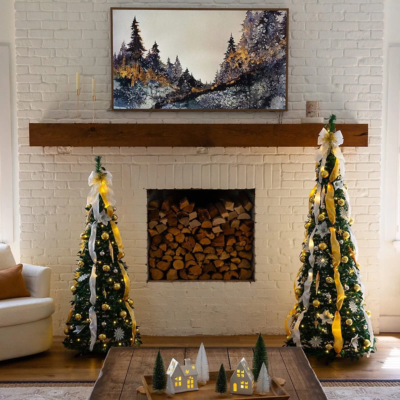 Nearly Natural Foot Pre-Lit Collapsible Pre-Decorated Pine Christmas Tree