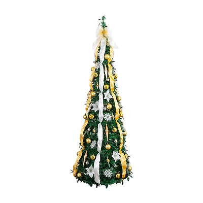 Nearly Natural Foot Pre-Lit Collapsible Pre-Decorated Pine Christmas Tree