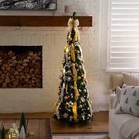 Nearly Natural Foot Pre-Lit Collapsible Pre-Decorated Pine Christmas Tree