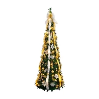 Nearly Natural Foot Pre-Lit Collapsible Pre-Decorated Pine Christmas Tree