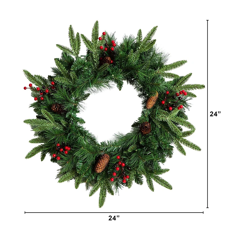 Nearly Natural 5 Pc Garlends And Wreath Set 5 Foot Pre-Lit Pine Christmas Tree