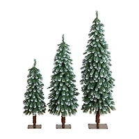 Nearly Natural 5 Foot Pre-Lit Flocked Pine Christmas Tree