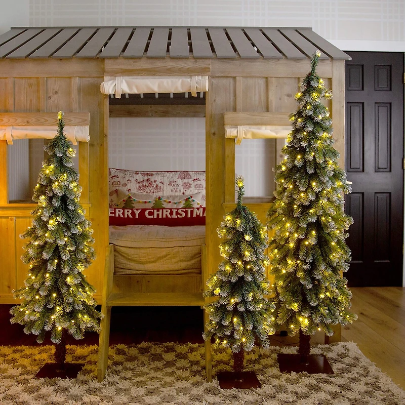 Nearly Natural 5 Foot Pre-Lit Flocked Pine Christmas Tree