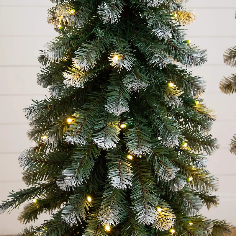 Nearly Natural 5 Foot Pre-Lit Flocked Pine Christmas Tree