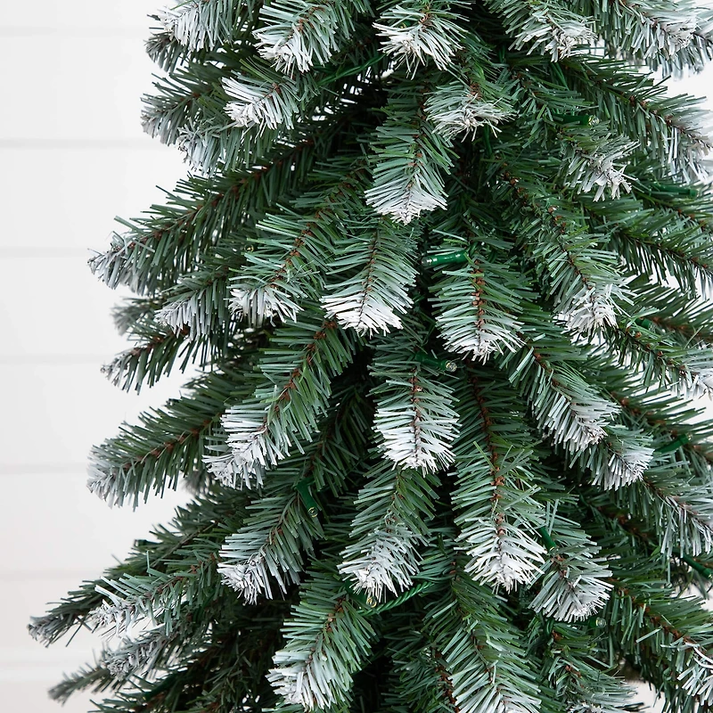 Nearly Natural 5 Foot Pre-Lit Flocked Pine Christmas Tree