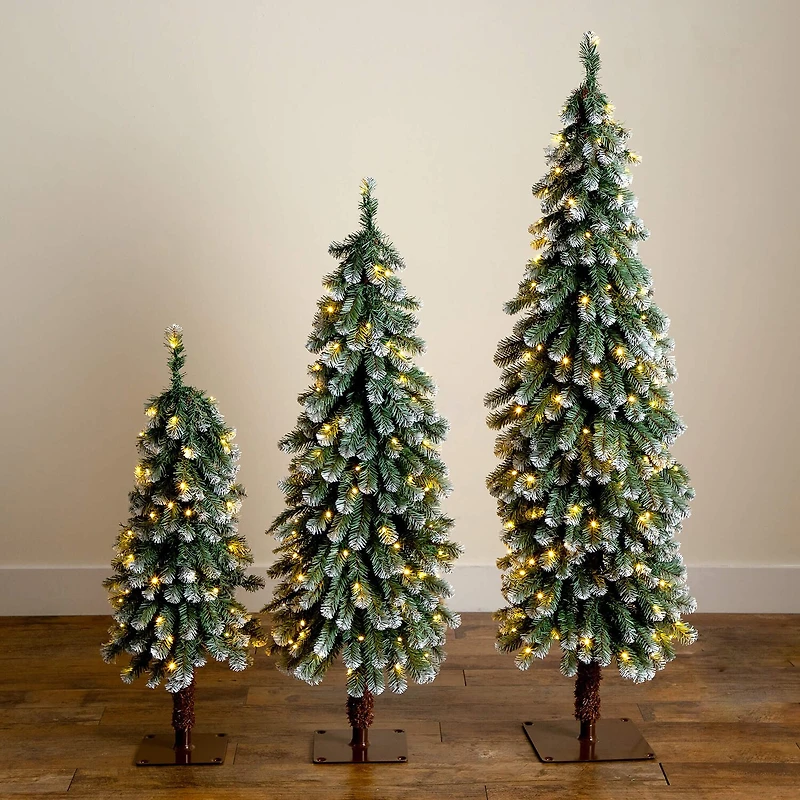 Nearly Natural 5 Foot Pre-Lit Flocked Pine Christmas Tree