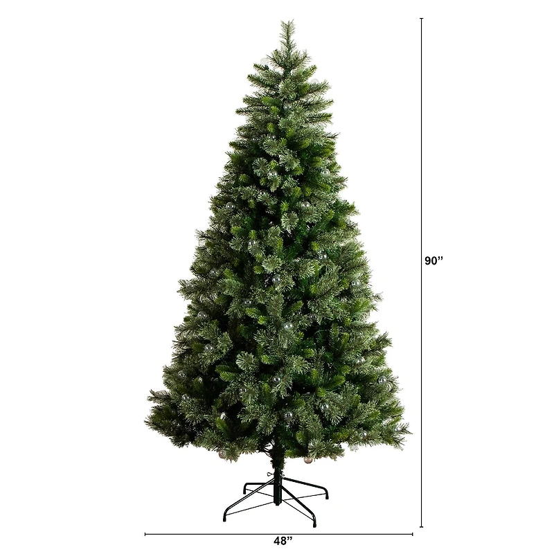 Nearly Natural 7 1/2 Foot Pre-Lit Pine Christmas Tree