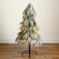 Nearly Natural 4 Foot Pre-Lit Flocked Pine Christmas Tree