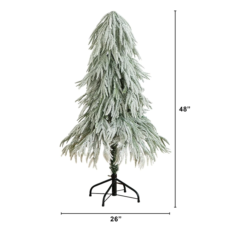 Nearly Natural 4 Foot Pre-Lit Flocked Pine Christmas Tree