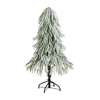 Nearly Natural 4 Foot Pre-Lit Flocked Pine Christmas Tree
