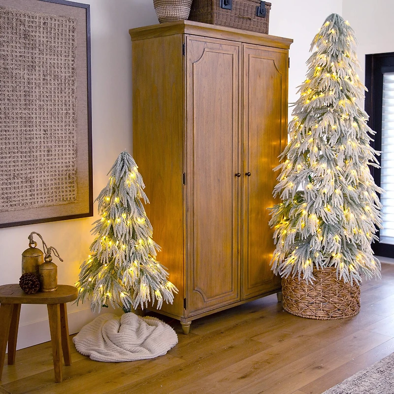 Nearly Natural 4 Foot Pre-Lit Flocked Pine Christmas Tree