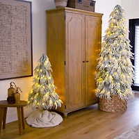 Nearly Natural 4 Foot Pre-Lit Flocked Pine Christmas Tree