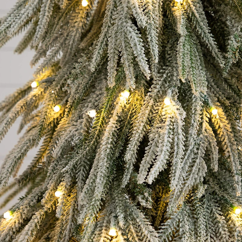Nearly Natural 4 Foot Pre-Lit Flocked Pine Christmas Tree