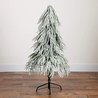 Nearly Natural 4 Foot Pre-Lit Flocked Pine Christmas Tree