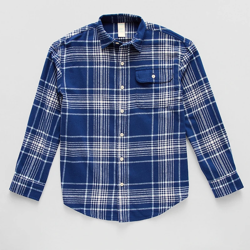 Thereabouts Little & Big Kid Boys Long Sleeve Regular Fit Flannel Shirt