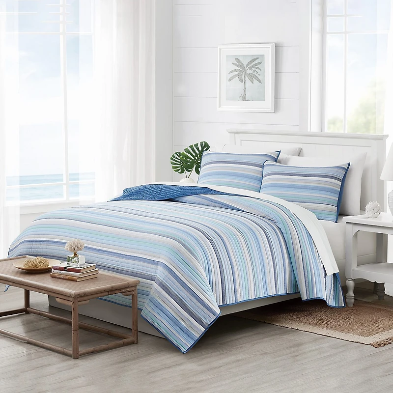 Oceanfront Resort Oceanfront Resort Clearwater Yarn Dye Stripe Quilt Set Quilt Set