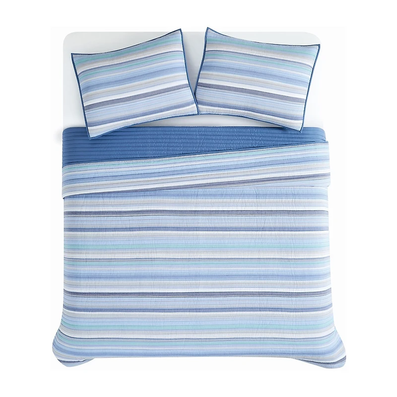 Oceanfront Resort Oceanfront Resort Clearwater Yarn Dye Stripe Quilt Set Quilt Set
