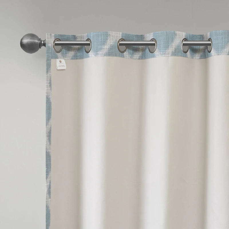 Madison Park Kagen Ikat Geo Grommet Top Blackout Single Curtain Panel