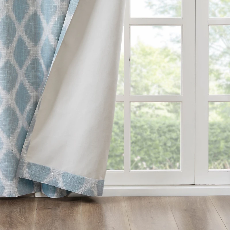 Madison Park Kagen Ikat Geo Grommet Top Blackout Single Curtain Panel