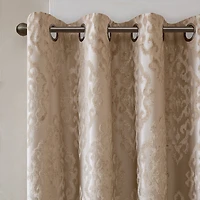 Madison Park Elysia Knitted Jacquard Damask Grommet Top Energy Saving 100% Blackout Single Curtain Panel