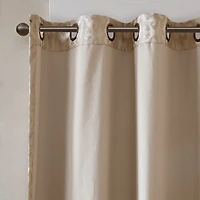 Madison Park Elysia Knitted Jacquard Damask Grommet Top Energy Saving 100% Blackout Single Curtain Panel