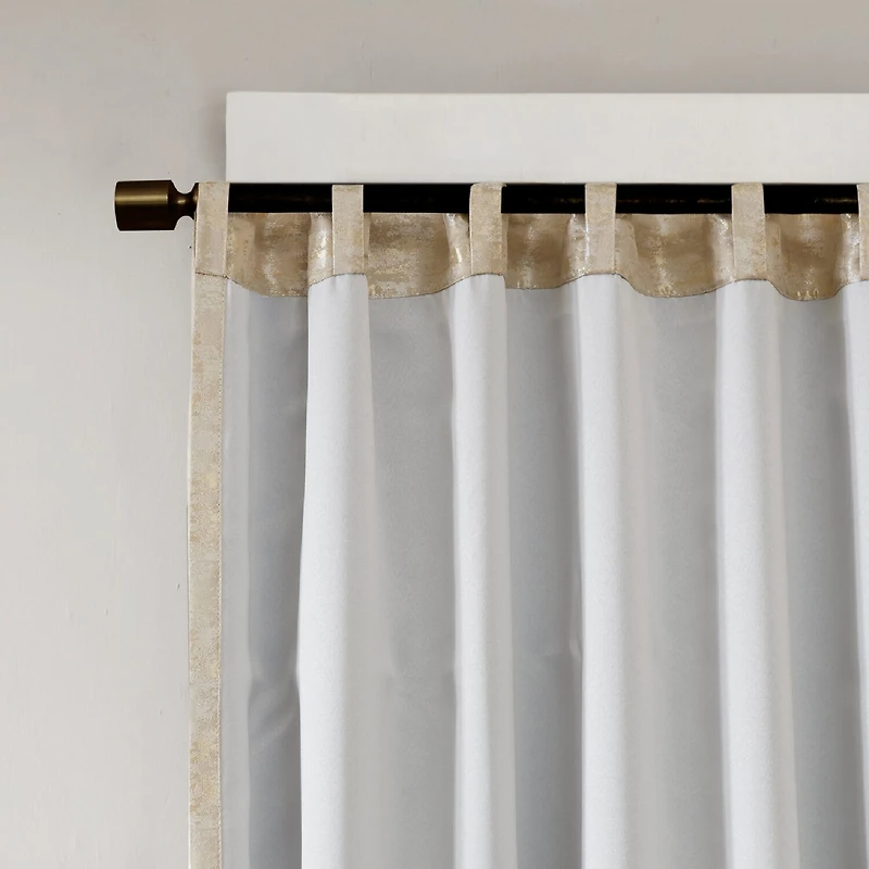 Madison Park Odessa Jacquard Rod Pocket Back Tab Energy Saving 100% Blackout Single Curtain Panel