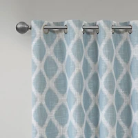 Madison Park Kagen Ikat Geo Grommet Top Blackout Single Curtain Panel
