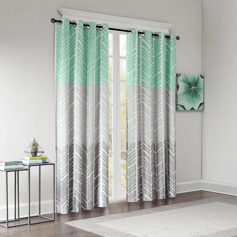 Intelligent Design Kennedy Geometric 50"W X 84"L Grommet Top 100% Blackout Single Curtain Panel