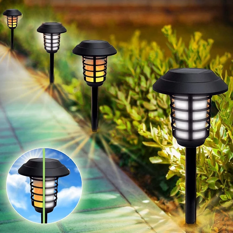 Bell + Howell Solar Powered Pathway and Garden Lights with 2 Lighting Modes and Remote Control - Set of 4